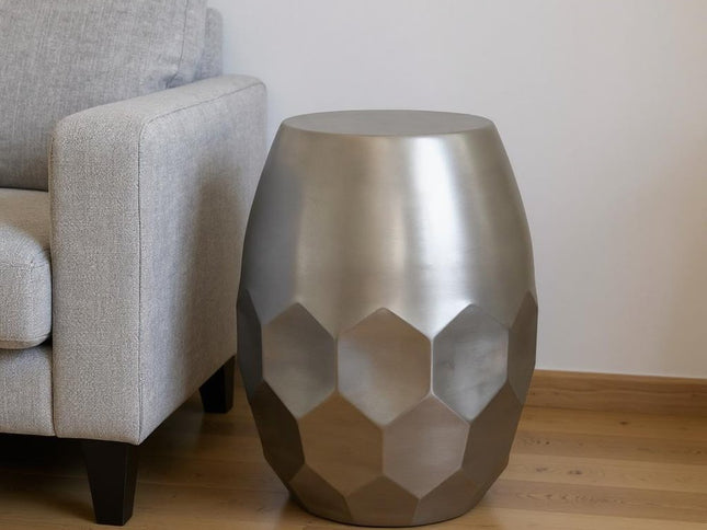 20" Silver Metal Round End Table