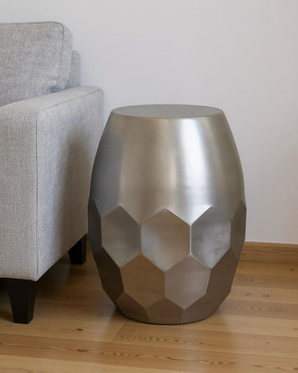 20" Silver Metal Round End Table