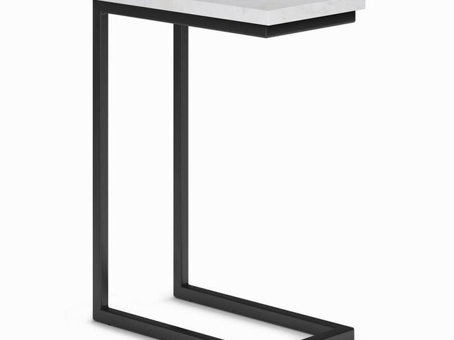 24" White Marble End Table And Trunk Storage