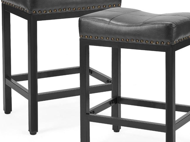 Set of Two 22" Black Heavy Duty Plastic Backless Bar Chairs