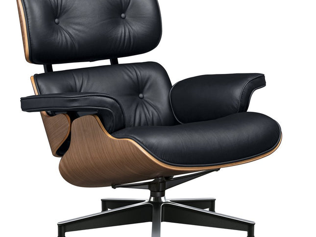 27" Black and Light Brown Tufted Genuine Leather Swivel Lounge Chair With Ottoman