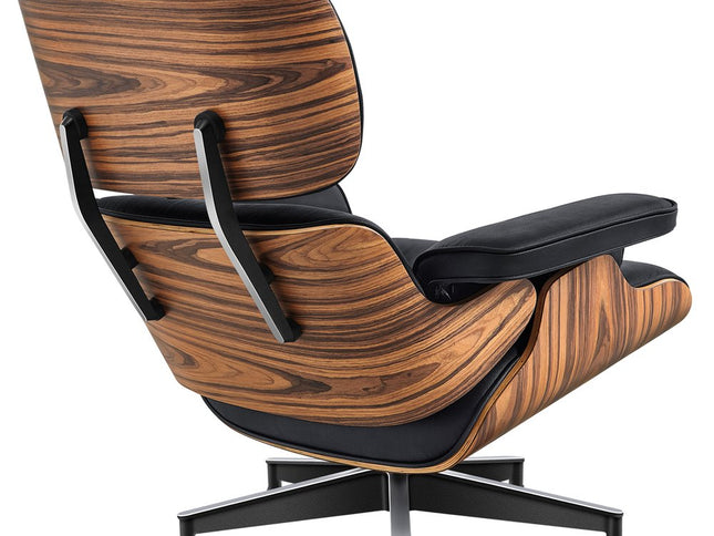 27" Black and Brown Tufted Genuine Cowhide Swivel Lounge Chair With Ottoman