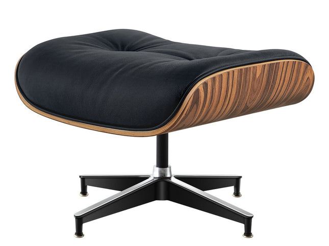 27" Black and Brown Tufted Genuine Cowhide Swivel Lounge Chair With Ottoman