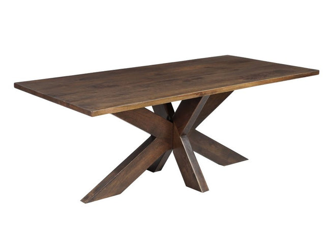 Seven Piece Brown Solid Wood Dining Set with Six Chairs