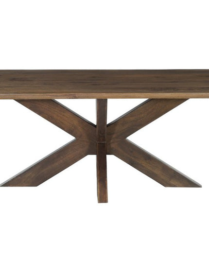 Seven Piece Brown Solid Wood Dining Set with Six Chairs