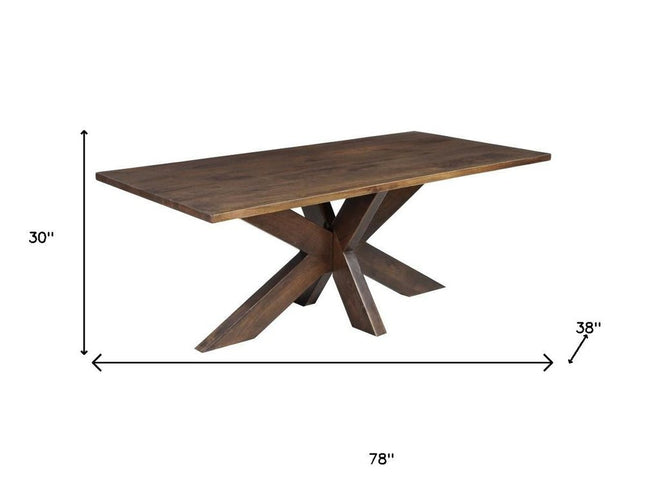 Seven Piece Brown Solid Wood Dining Set with Six Chairs