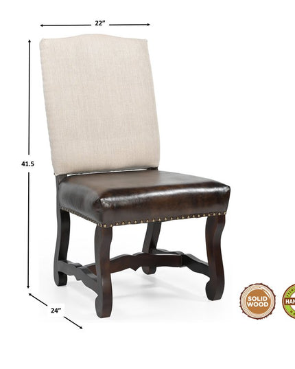 Seven Piece Brown Solid Wood Dining Set with Six Chairs