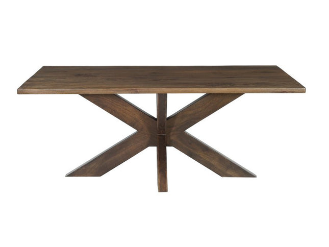 Seven Piece Brown Solid Wood Dining Set with Six Chairs