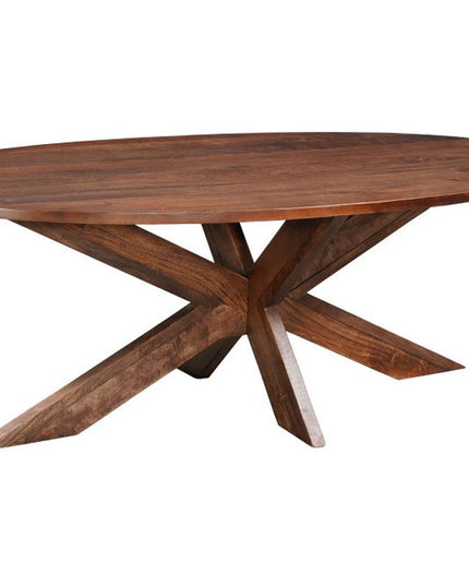 Seven Piece Brown Solid Wood Dining Set with Six Chairs