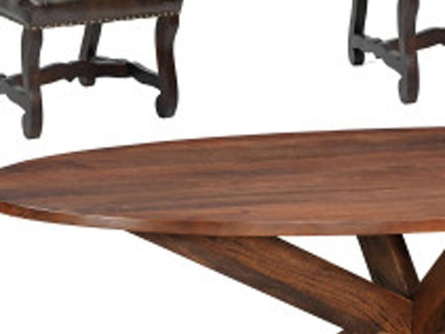 Seven Piece Brown Solid Wood Dining Set with Six Chairs