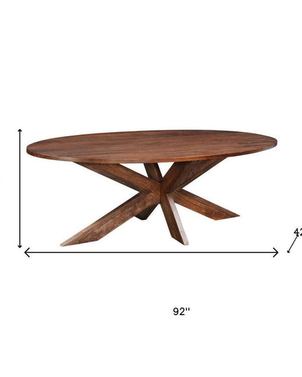 Seven Piece Brown Solid Wood Dining Set with Six Chairs