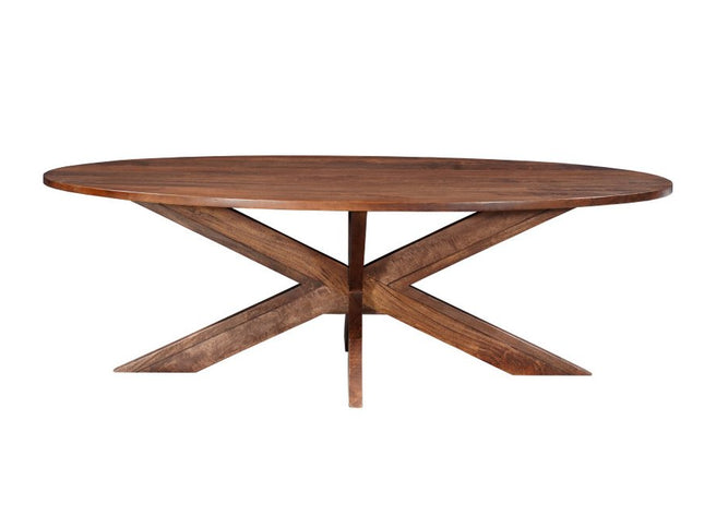 Seven Piece Brown Solid Wood Dining Set with Six Chairs