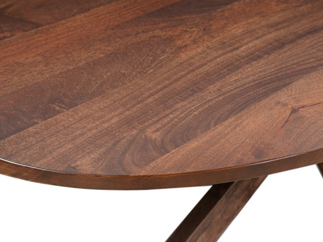 Seven Piece Brown Solid Wood Dining Set with Six Chairs