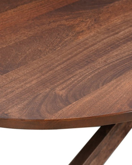 Seven Piece Brown Solid Wood Dining Set with Six Chairs