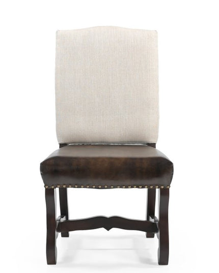 Seven Piece Brown Solid Wood Dining Set with Six Chairs