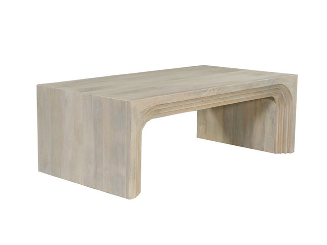 51" White Solid Wood Double Pedestal Coffee Table