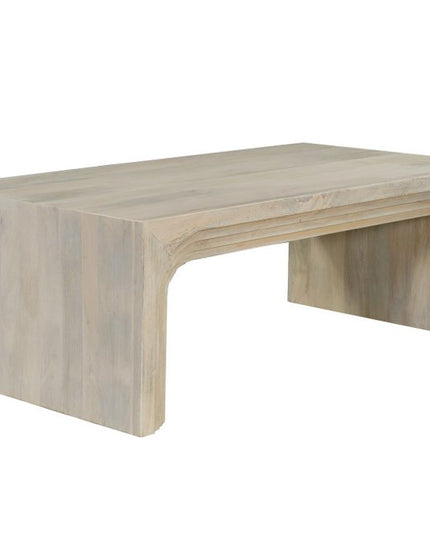 51" White Solid Wood Double Pedestal Coffee Table