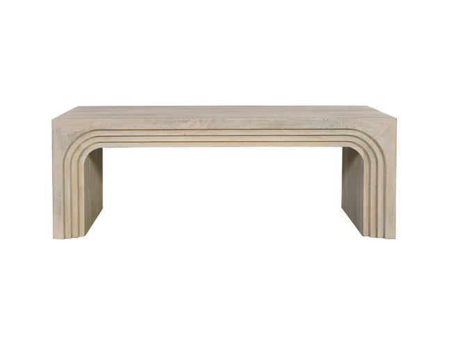 51" White Solid Wood Double Pedestal Coffee Table