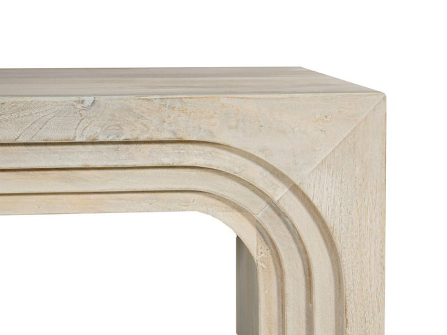 51" White Solid Wood Double Pedestal Coffee Table