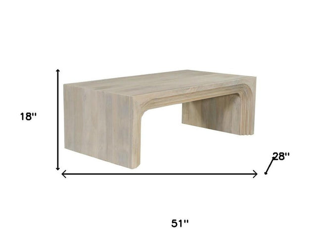 51" White Solid Wood Double Pedestal Coffee Table