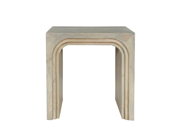 24" White Solid Wood Square Sled End Table