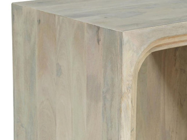 24" White Solid Wood Square Sled End Table