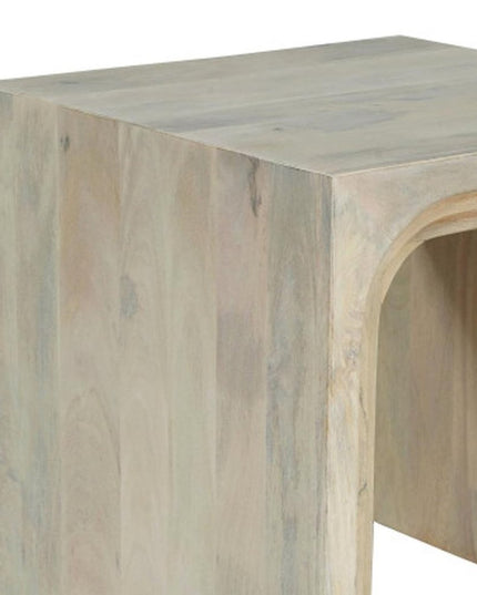 24" White Solid Wood Square Sled End Table