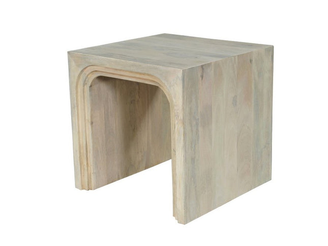 24" White Solid Wood Square Sled End Table