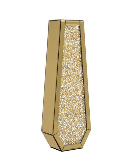 24" Gold Crystal Glass Floor Vase With Faux Crystals