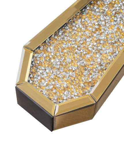 24" Gold Crystal Glass Floor Vase With Faux Crystals