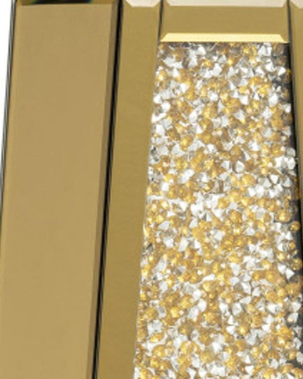 24" Gold Crystal Glass Floor Vase With Faux Crystals