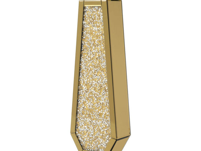 24" Gold Crystal Glass Floor Vase With Faux Crystals