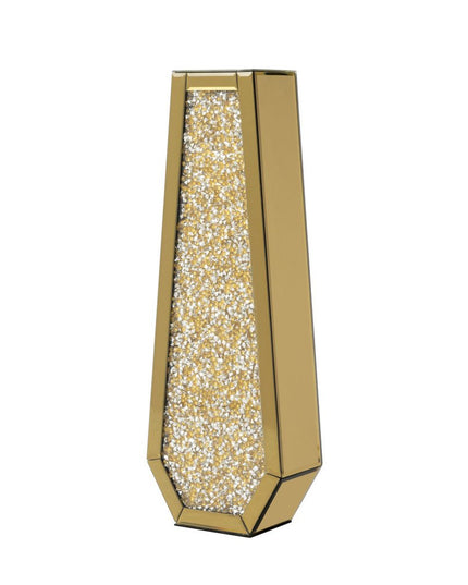 24" Gold Crystal Glass Floor Vase With Faux Crystals