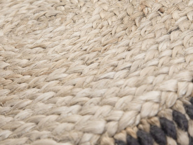 18" Brown Jute Round Pouf Ottoman