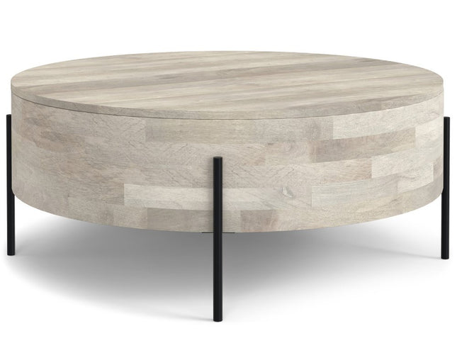 38" White Solid Wood Round Solid Coffee Table