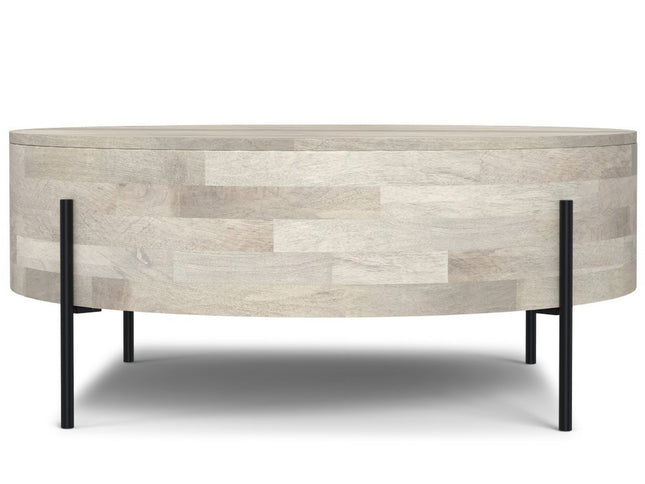 38" White Solid Wood Round Solid Coffee Table