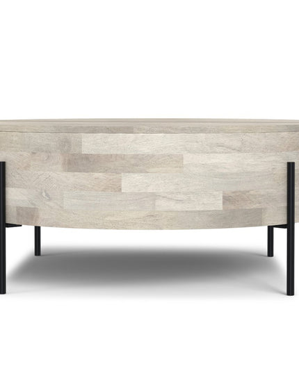 38" White Solid Wood Round Solid Coffee Table