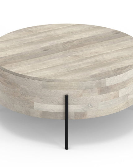 38" White Solid Wood Round Solid Coffee Table
