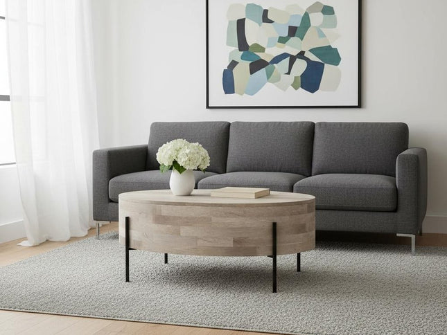 38" White Solid Wood Round Solid Coffee Table