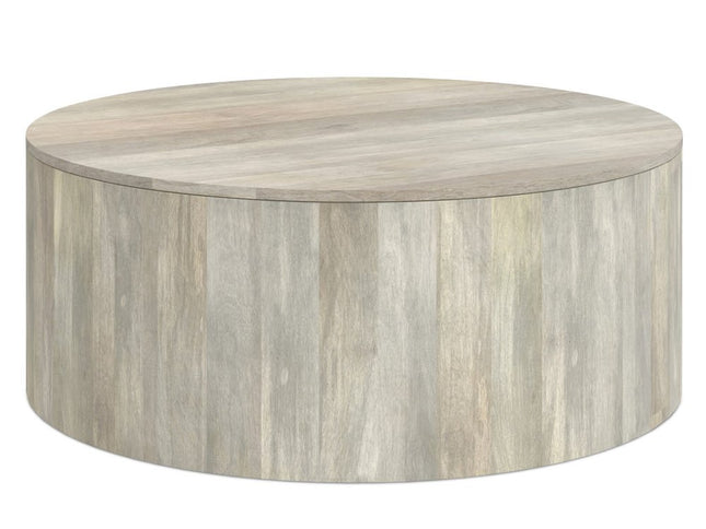 36" White Solid Wood Round Solid Coffee Table