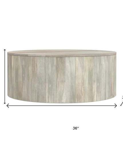 36" White Solid Wood Round Solid Coffee Table
