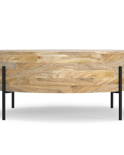 38" Natural Solid Wood Round Solid Coffee Table