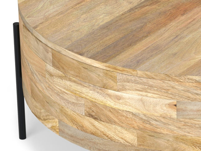 38" Natural Solid Wood Round Solid Coffee Table