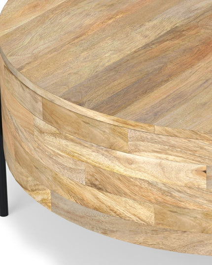 38" Natural Solid Wood Round Solid Coffee Table