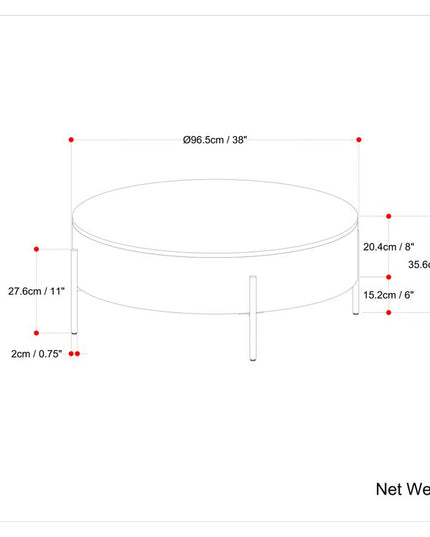 38" Natural Solid Wood Round Solid Coffee Table
