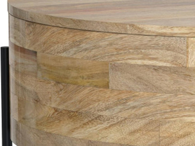 38" Natural Solid Wood Round Solid Coffee Table