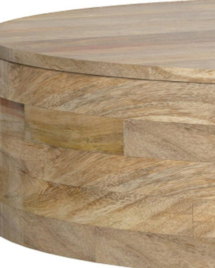 38" Natural Solid Wood Round Solid Coffee Table