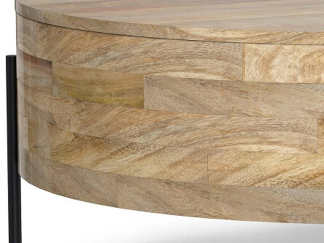 38" Natural Solid Wood Round Solid Coffee Table