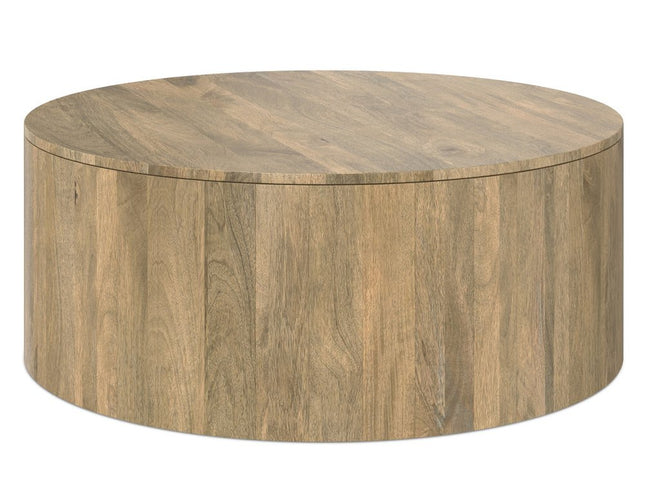36" Brown Solid Wood Round Solid Coffee Table