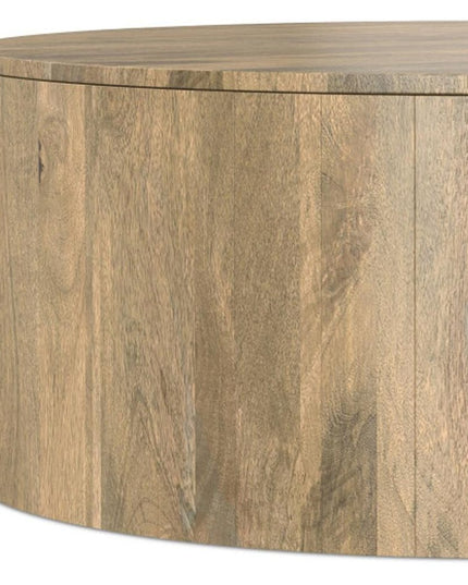 36" Brown Solid Wood Round Solid Coffee Table